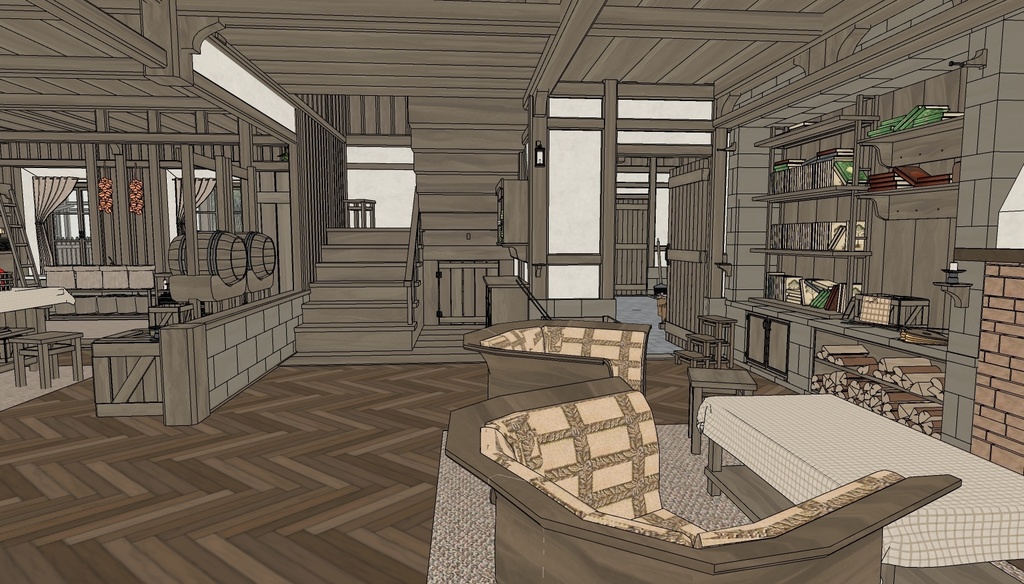 Medieval House 3Floor Set + 408 Material/Prop