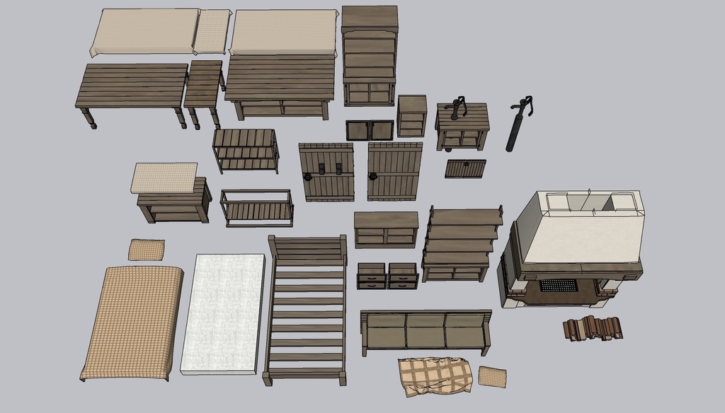 Medieval House 3Floor Set + 408 Material/Prop