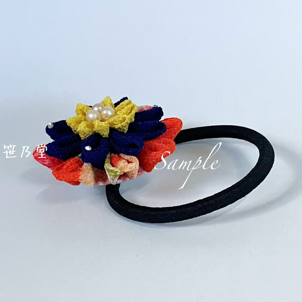 つまみ細工 和のヘアゴム〜黎明〜