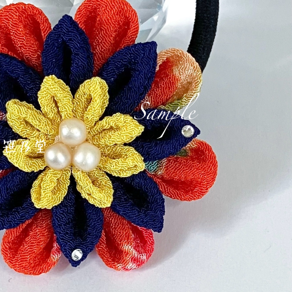 つまみ細工 和のヘアゴム〜黎明〜