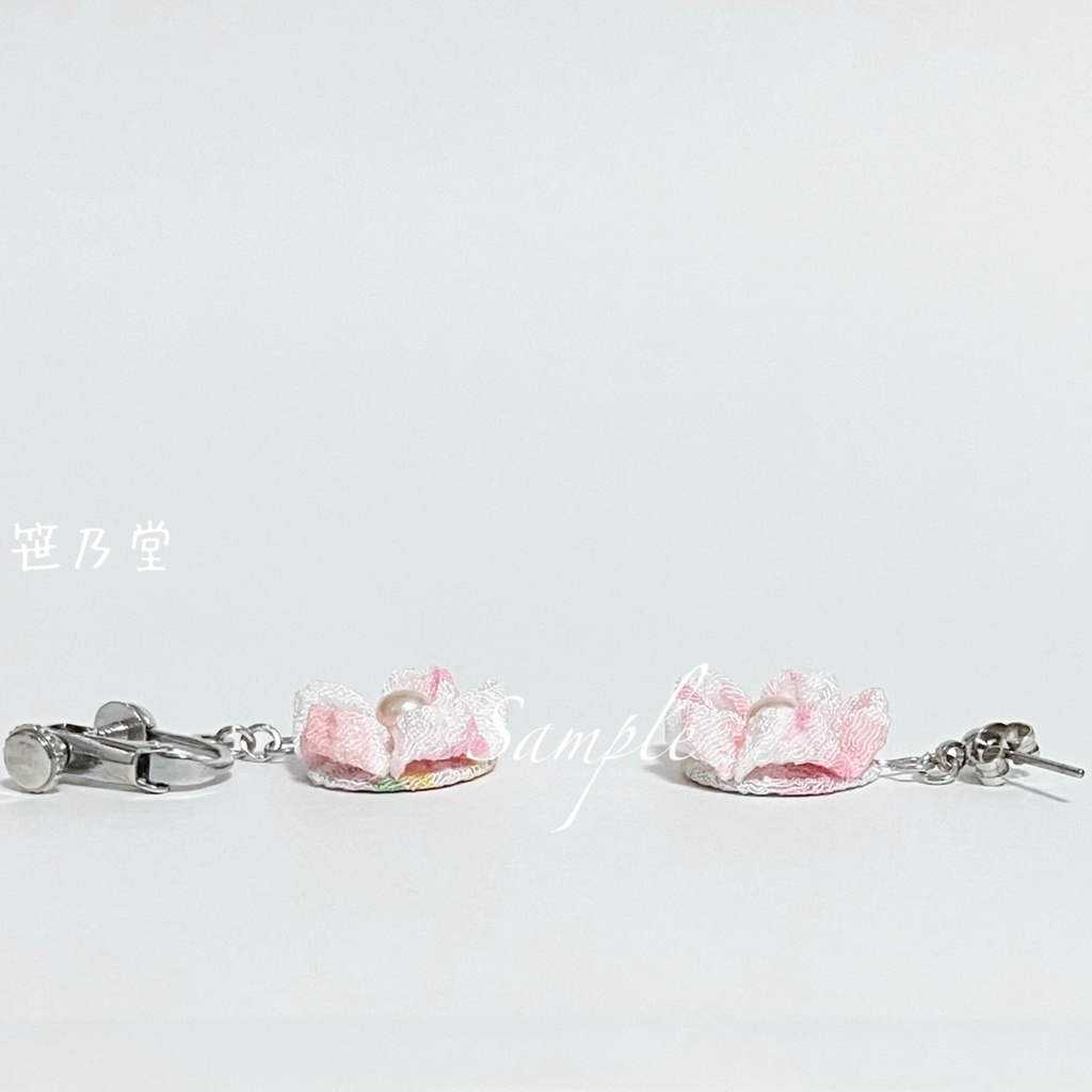 つまみ細工 和小物 桜の耳飾り