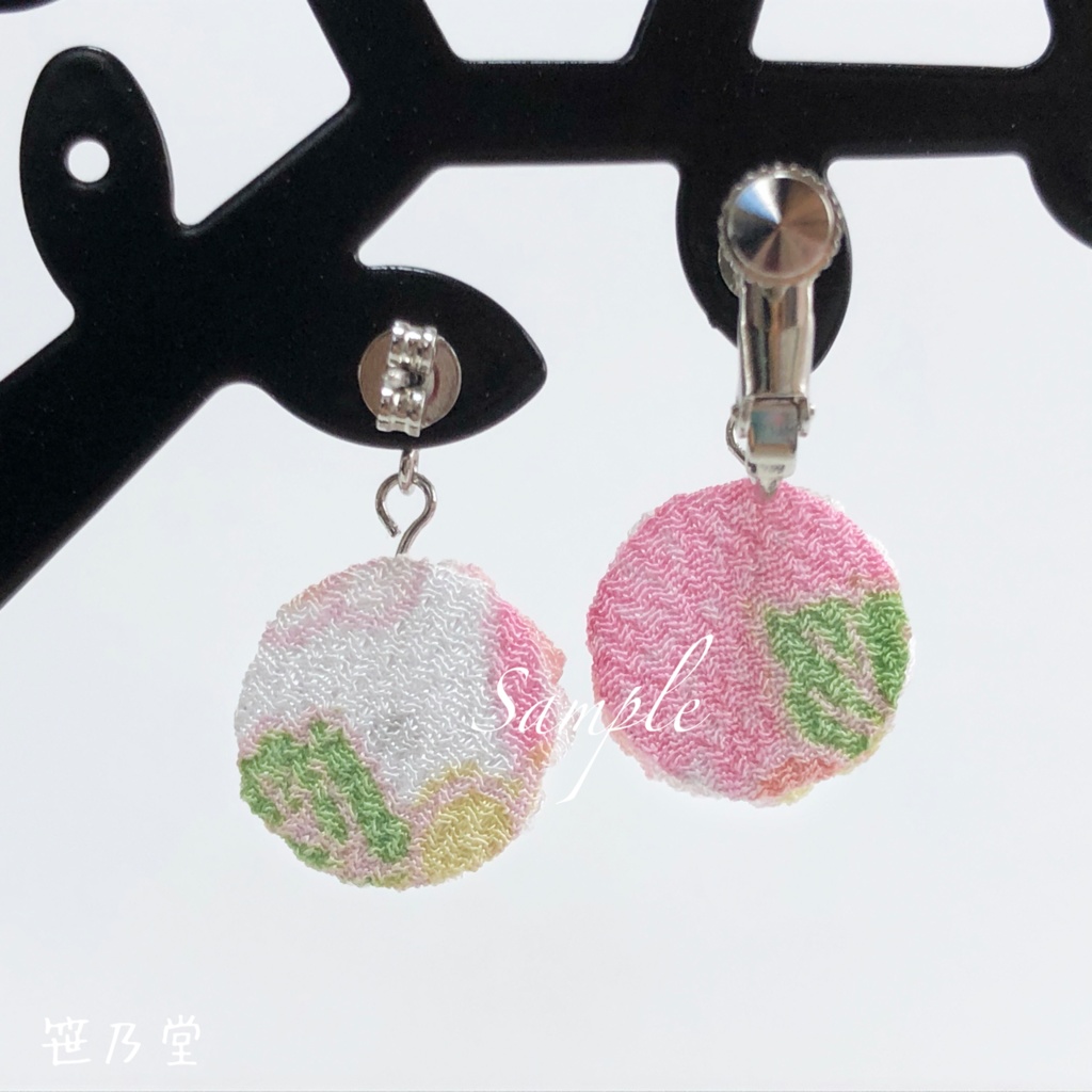 つまみ細工 和小物 桜の耳飾り