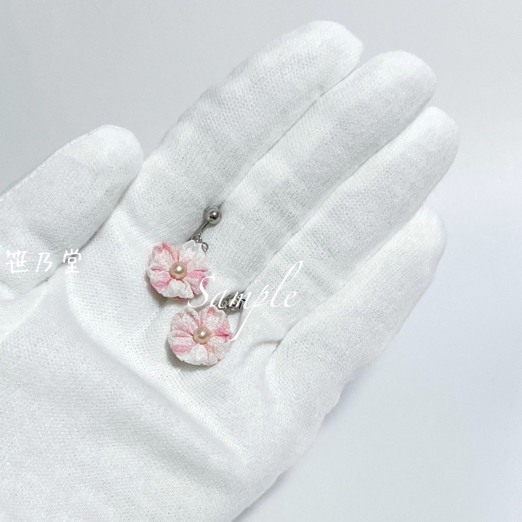つまみ細工 和小物 桜の耳飾り