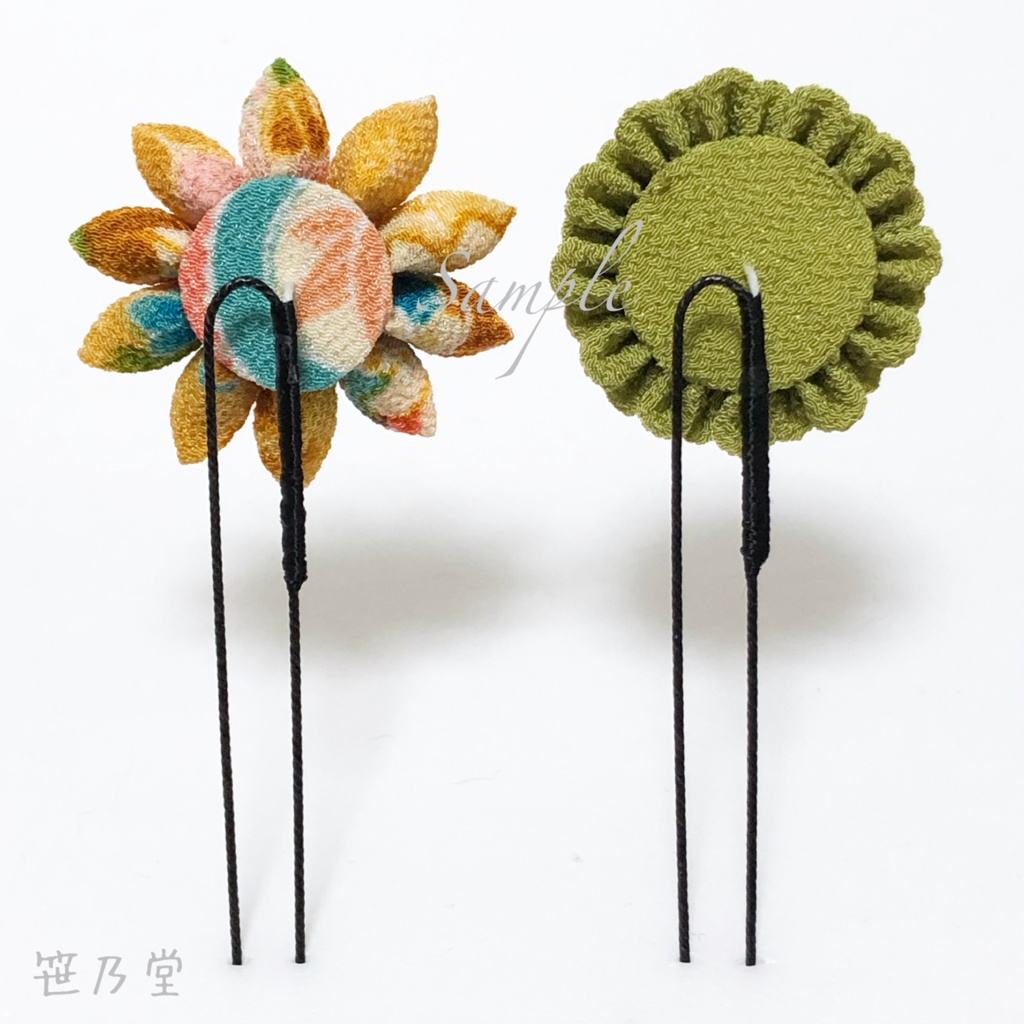 つまみ細工 かんざしセット【黒】