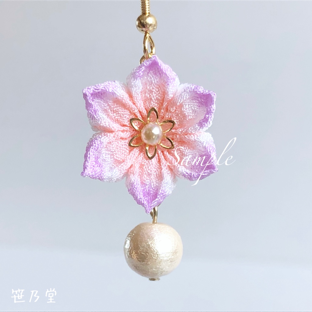 【訳あり】つまみ細工 和小物 耳飾り(ピアス/イヤリング)