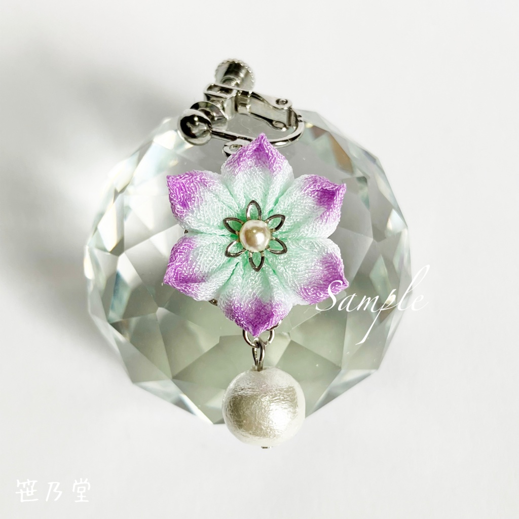 つまみ細工 和小物 耳飾り(ピアス/イヤリング)