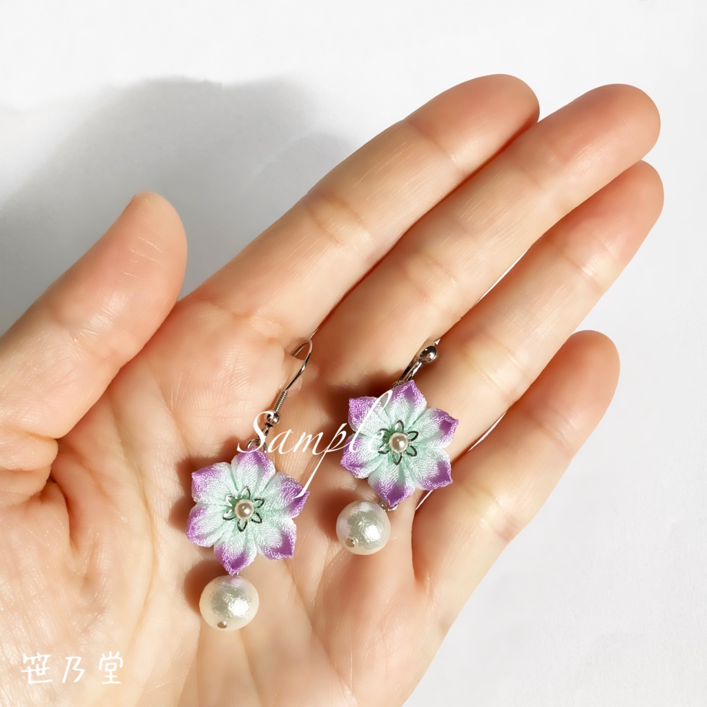 つまみ細工 和小物 耳飾り(ピアス/イヤリング)