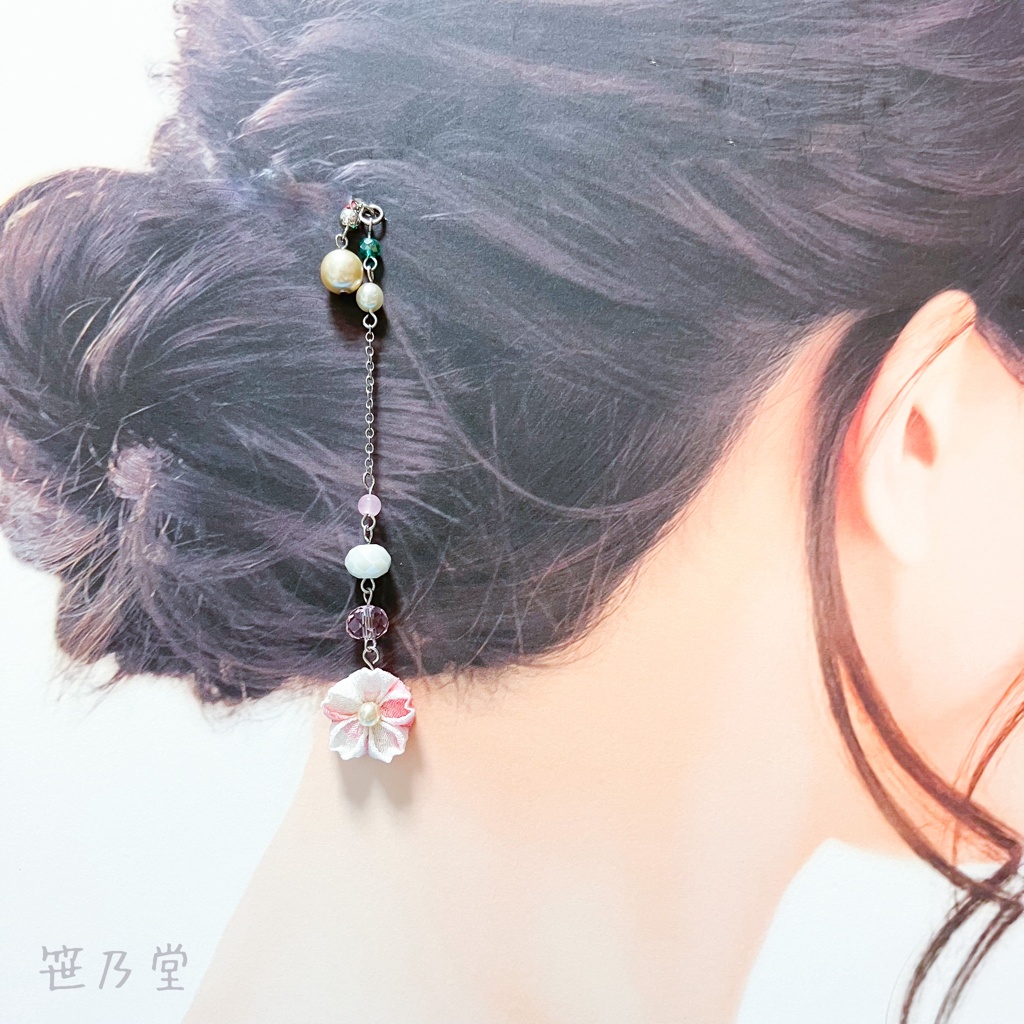 つまみ細工 和小物 桜のかんざし【シルバー】