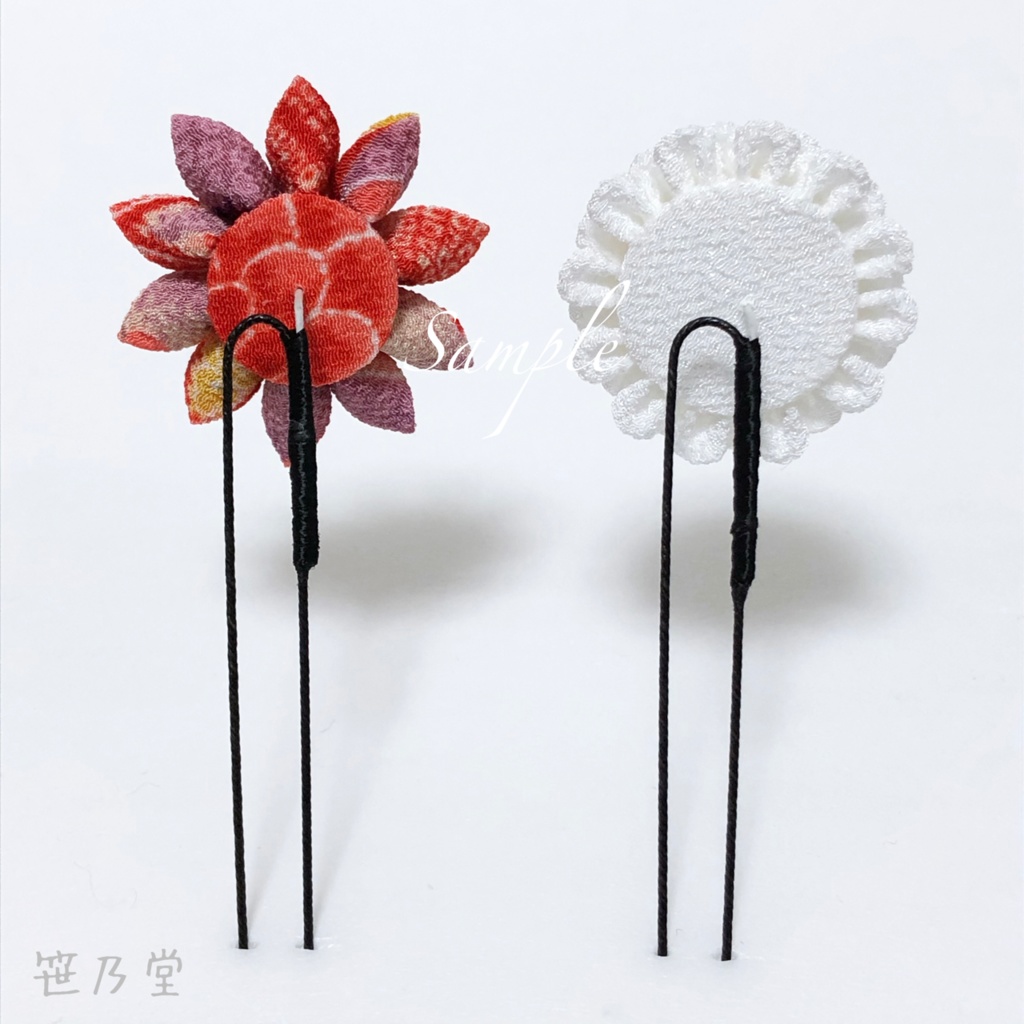 つまみ細工 かんざしセット【紫】