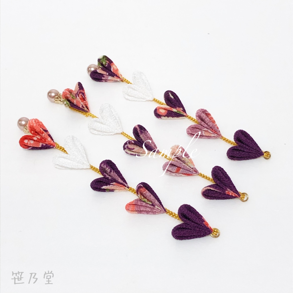 つまみ細工 かんざしセット【紫】