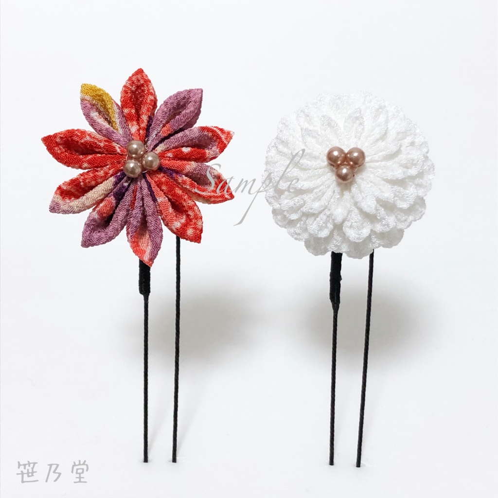 つまみ細工 かんざしセット【紫】