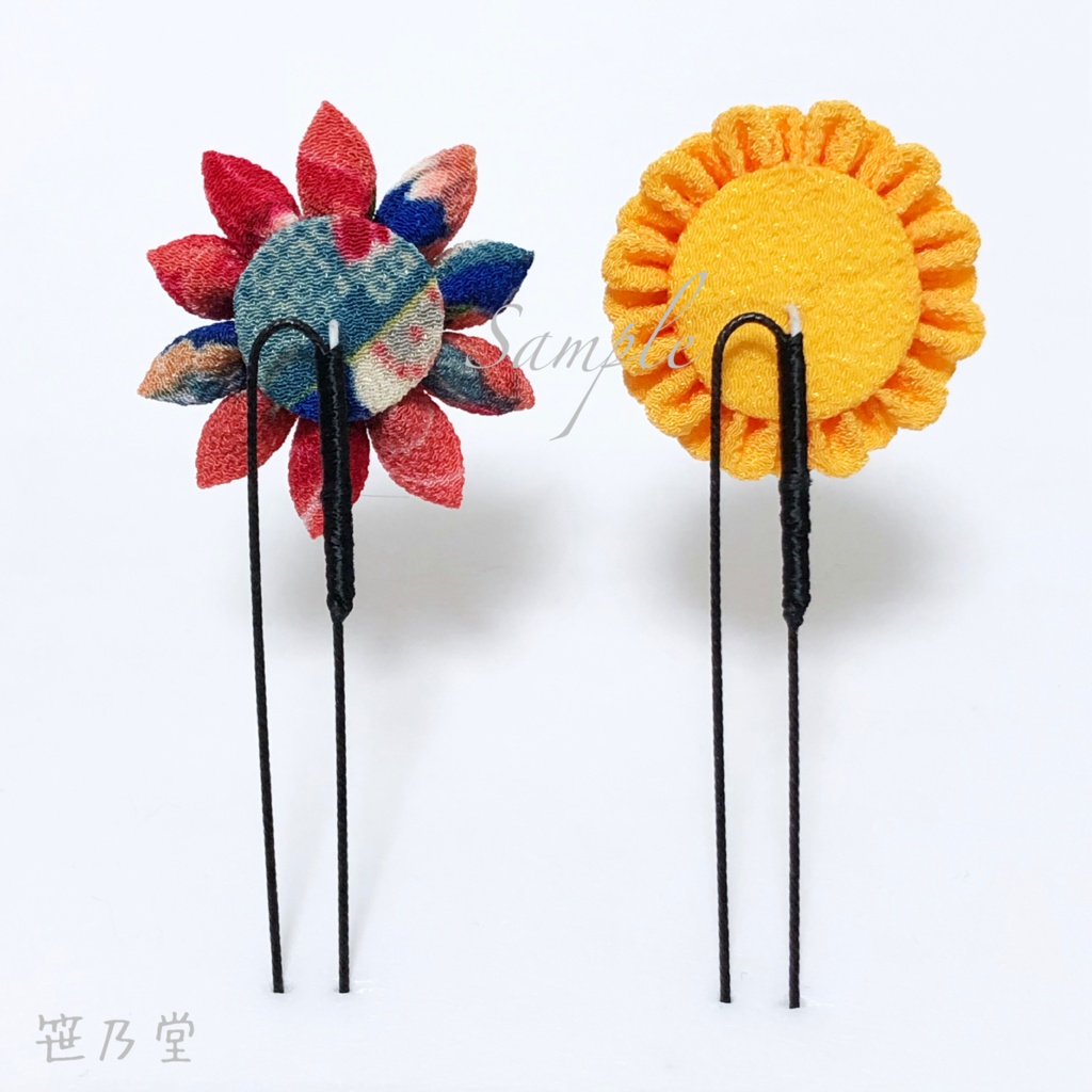 つまみ細工 かんざしセット【青】