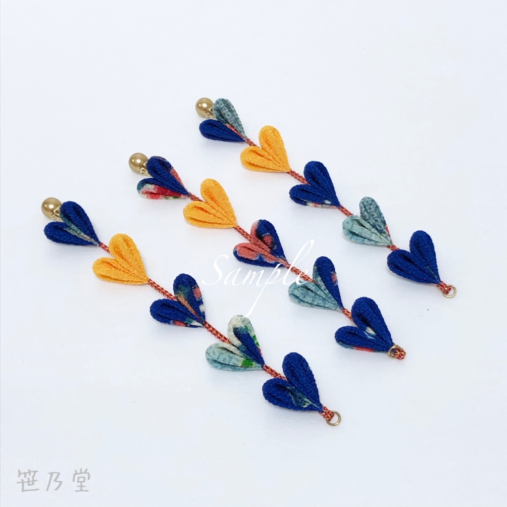 つまみ細工 かんざしセット【青】