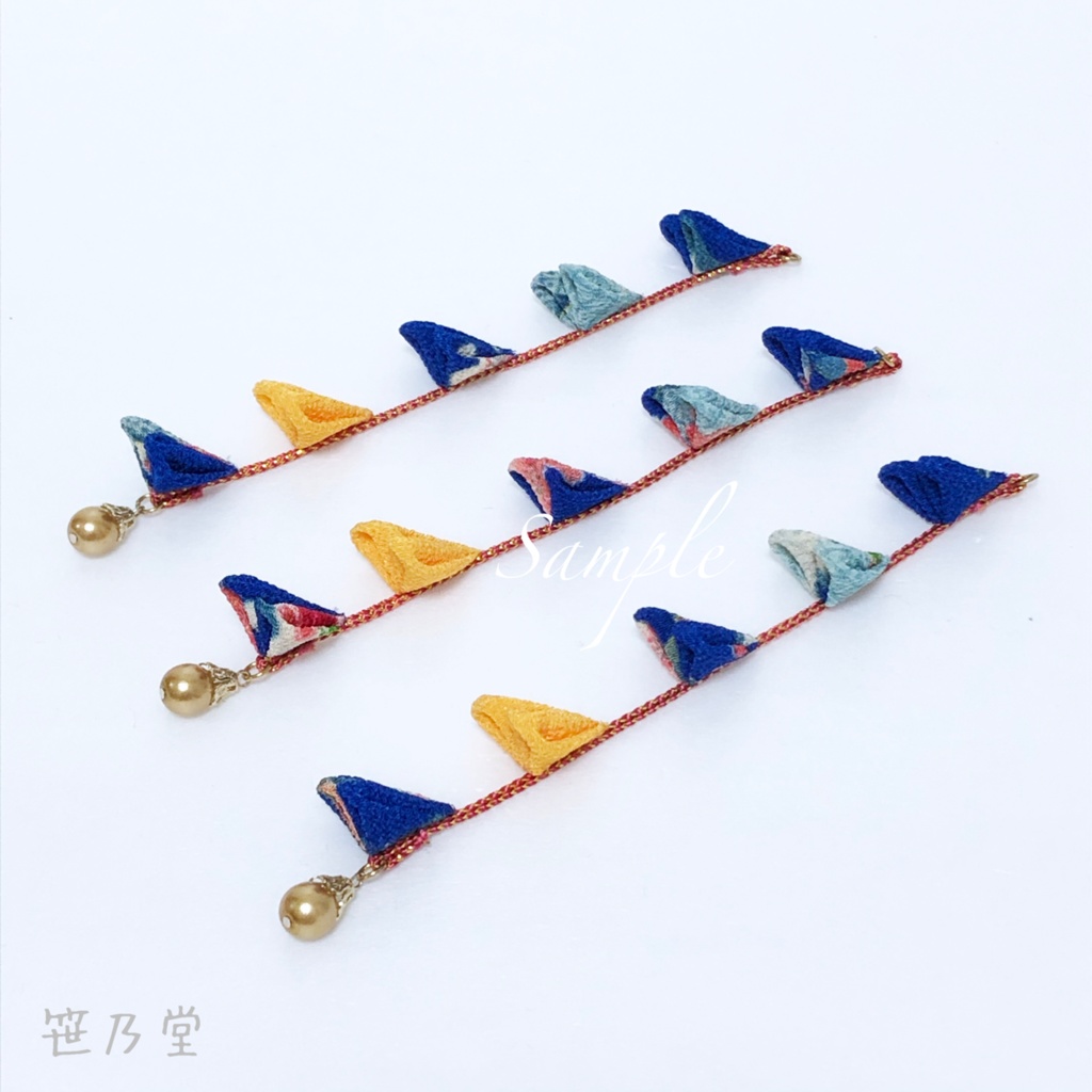 つまみ細工 かんざしセット【青】