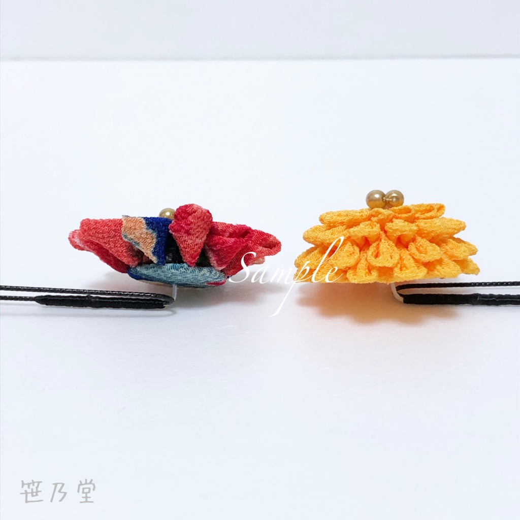 つまみ細工 かんざしセット【青】