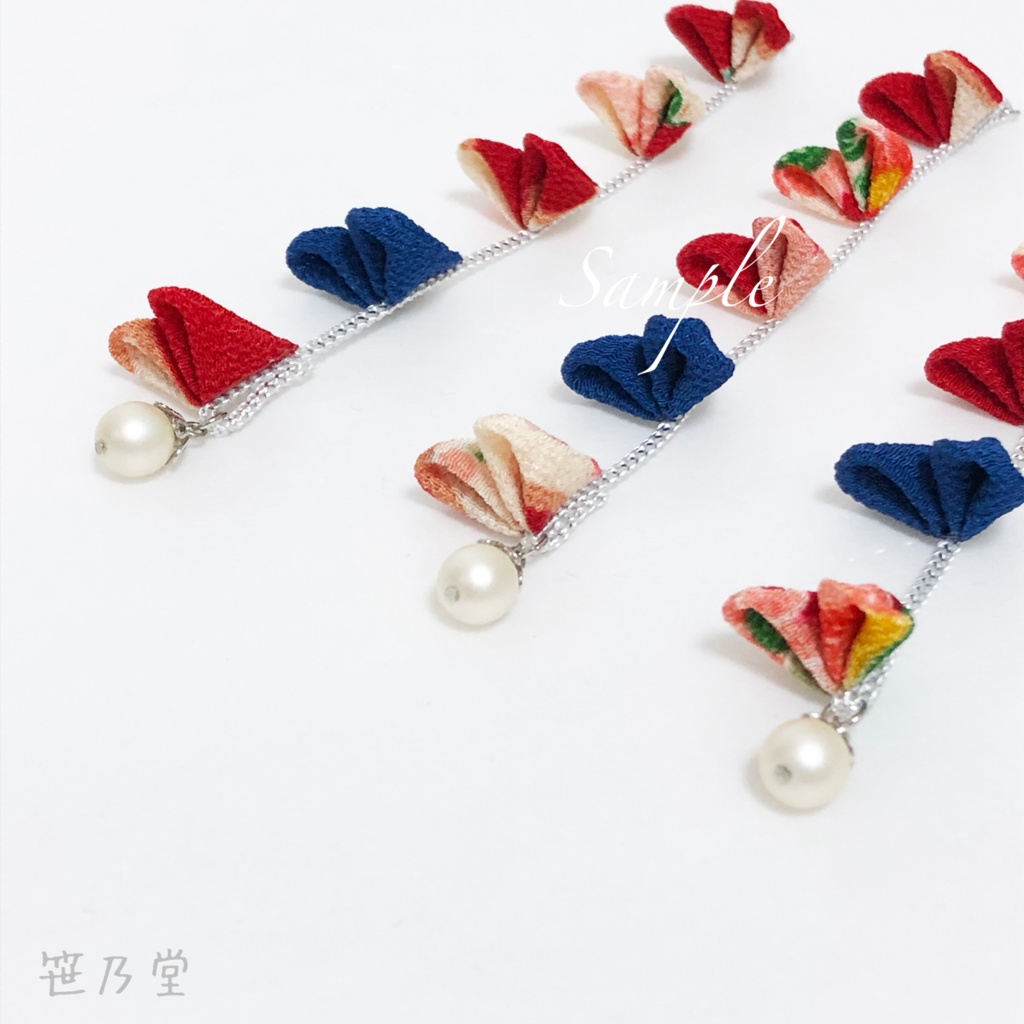 つまみ細工 かんざしセット【赤】