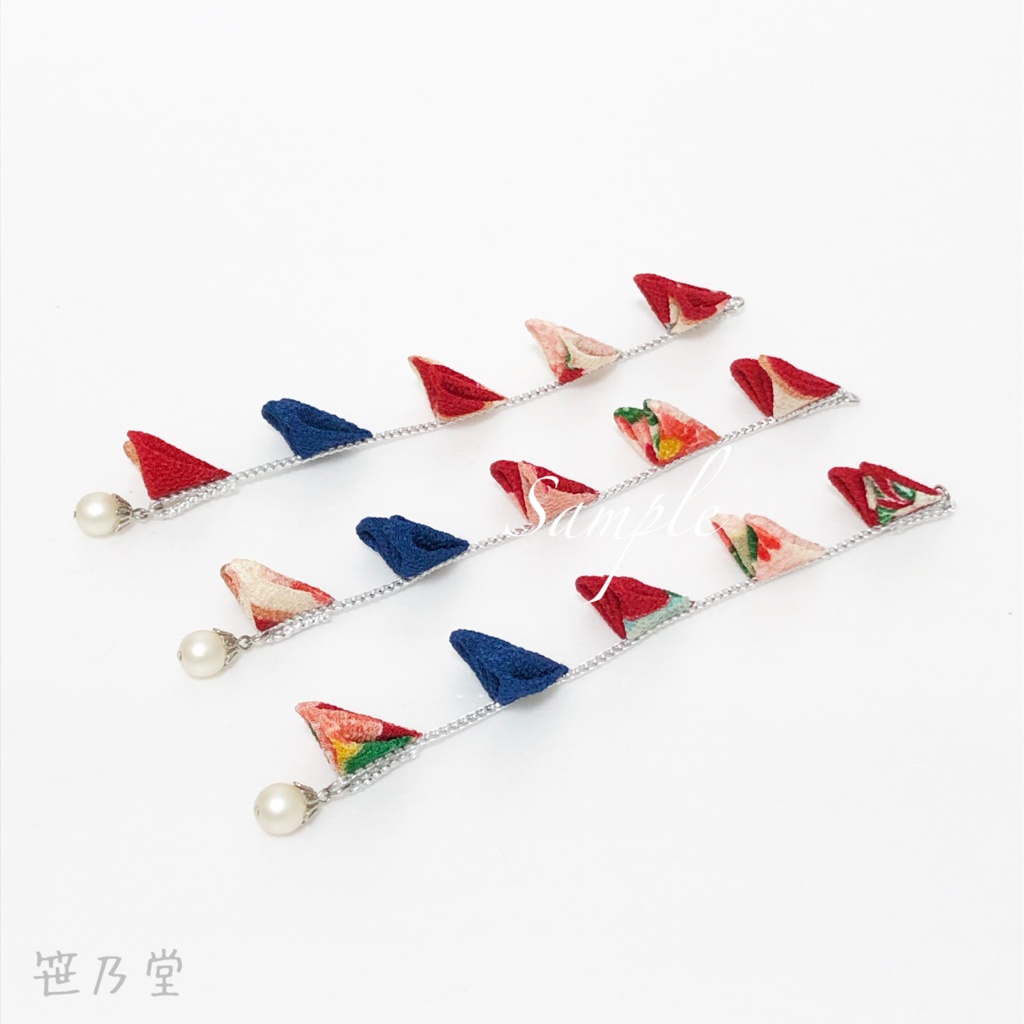 つまみ細工 かんざしセット【赤】