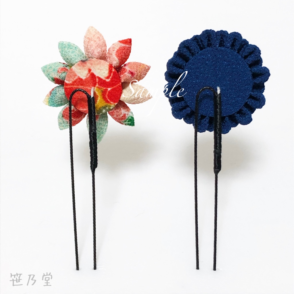 つまみ細工 かんざしセット【赤】