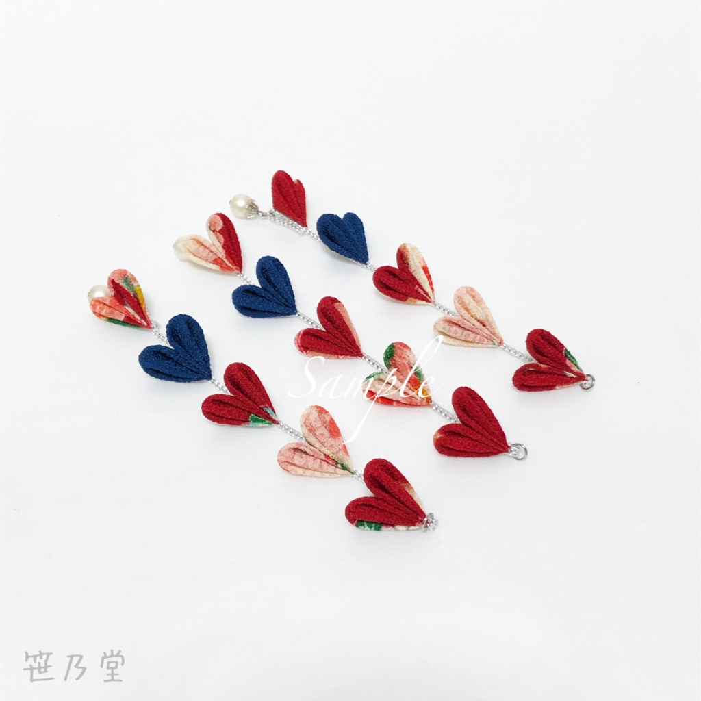 つまみ細工 かんざしセット【赤】