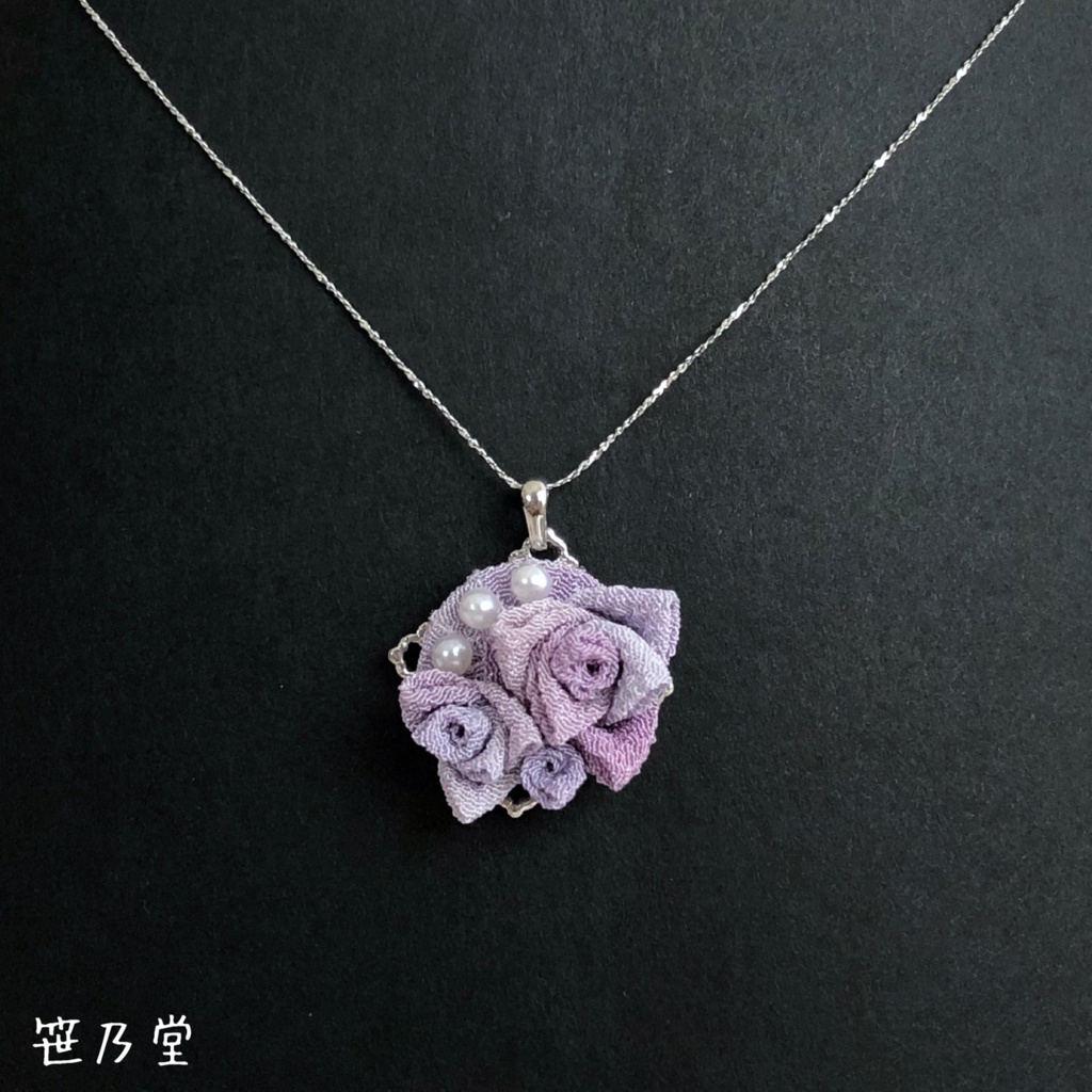 つまみ細工 和小物 紫陽花色のネックレス 笹乃堂 Booth店 Booth
