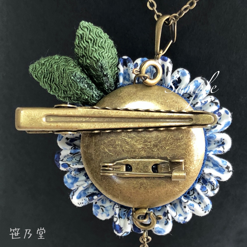 つまみ細工 2Wayクリップのネックレス