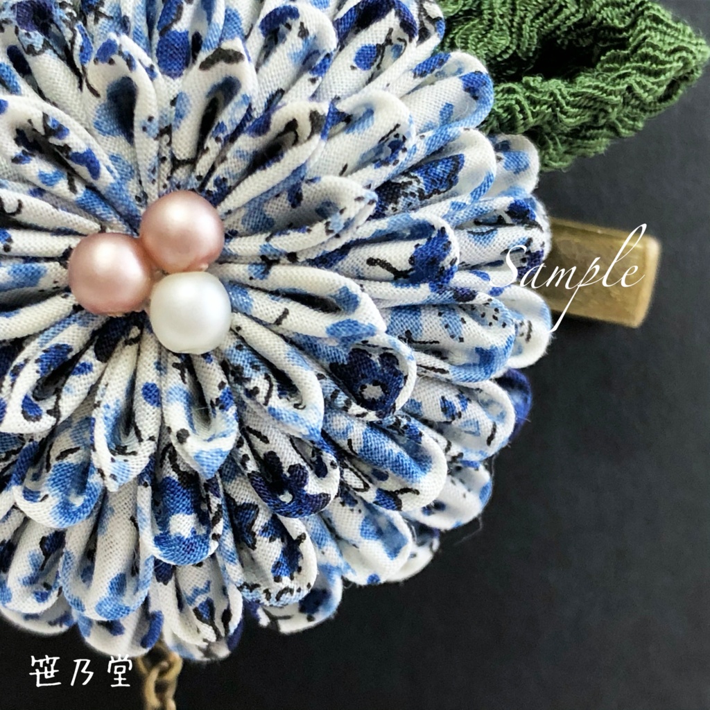 つまみ細工 2Wayクリップのネックレス