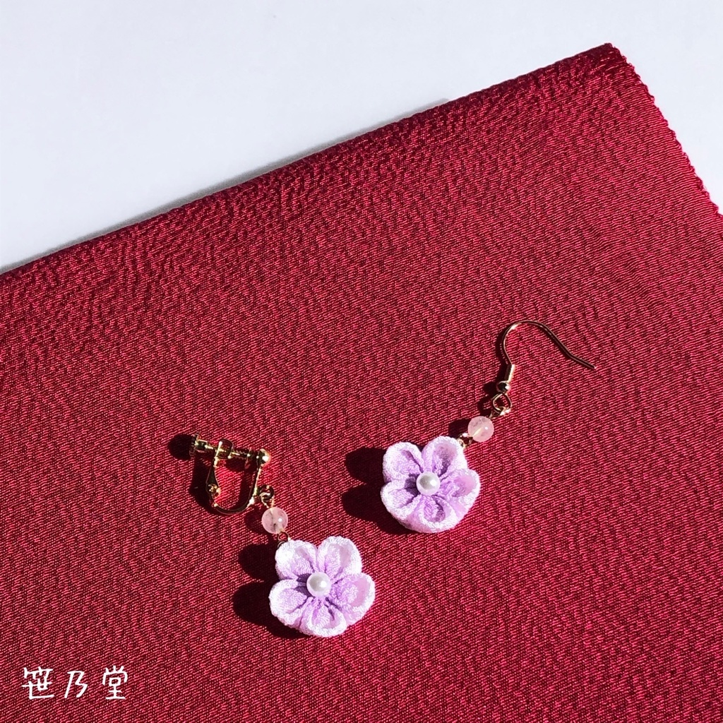 つまみ細工 和小物 小花の耳飾り ピアス イヤリング 笹乃堂 Booth店 Booth
