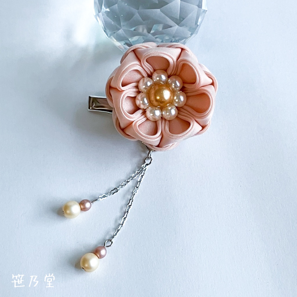 つまみ細工 和小物 2wayクリップ（ピンク）