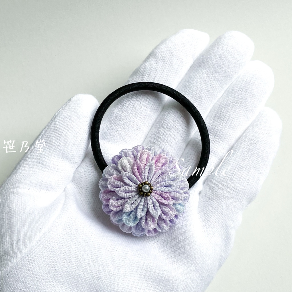 つまみ細工 和のヘアゴム~手毬花~