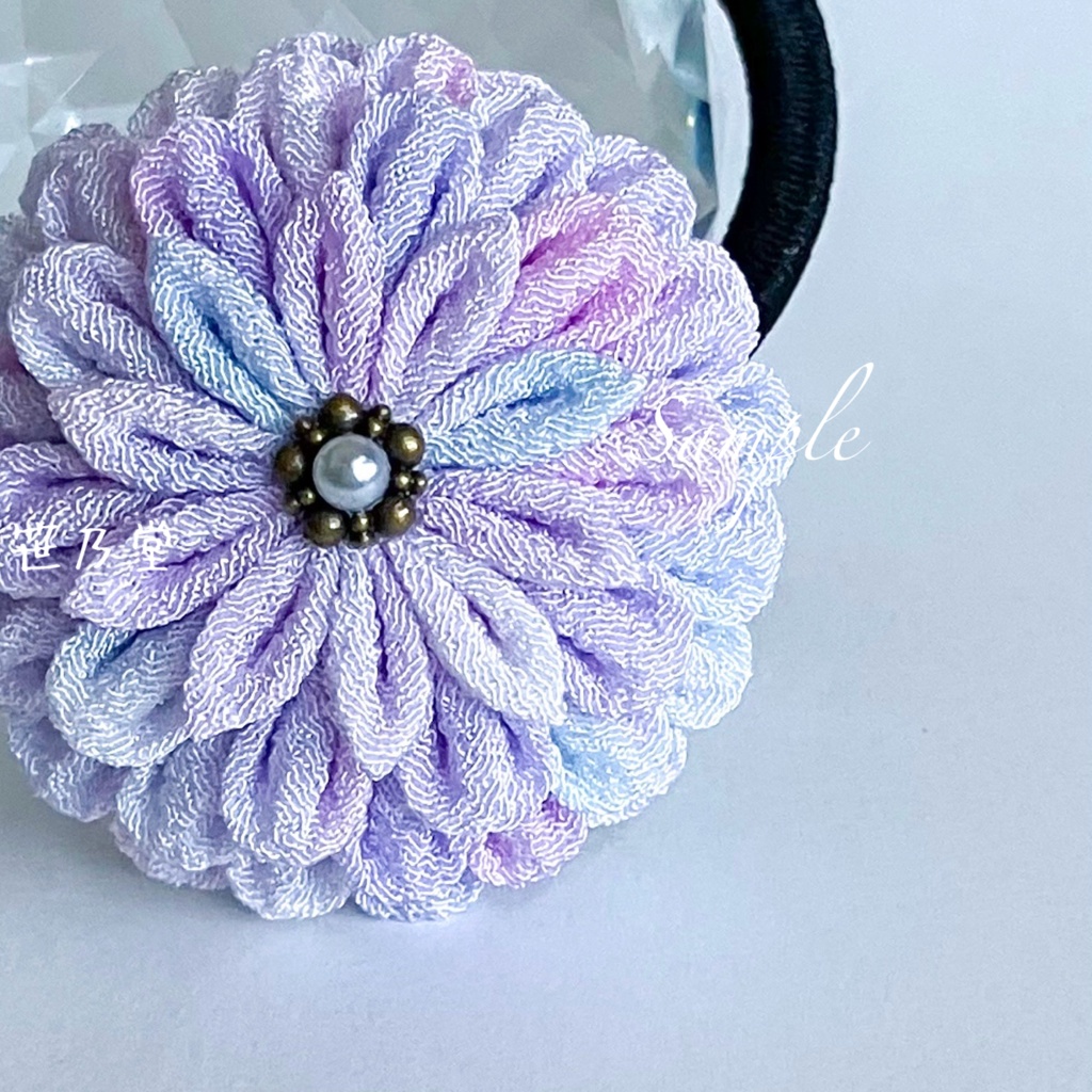 つまみ細工 和のヘアゴム~手毬花~
