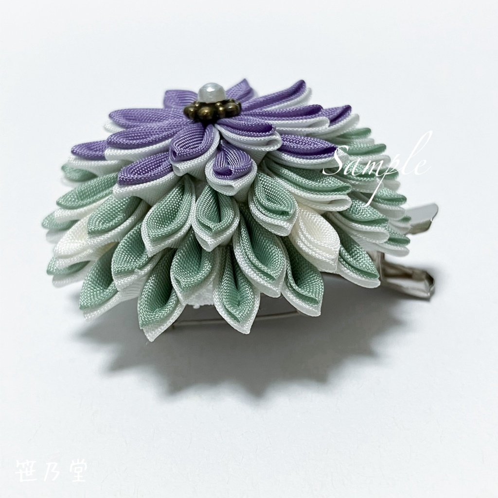 つまみ細工 和のクリップ〜雨路〜