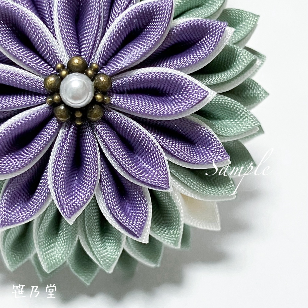 つまみ細工 和のクリップ〜雨路〜