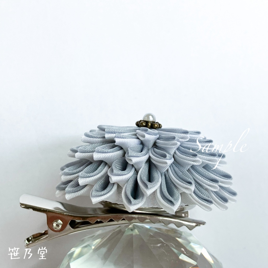 つまみ細工 和のクリップ~銀~