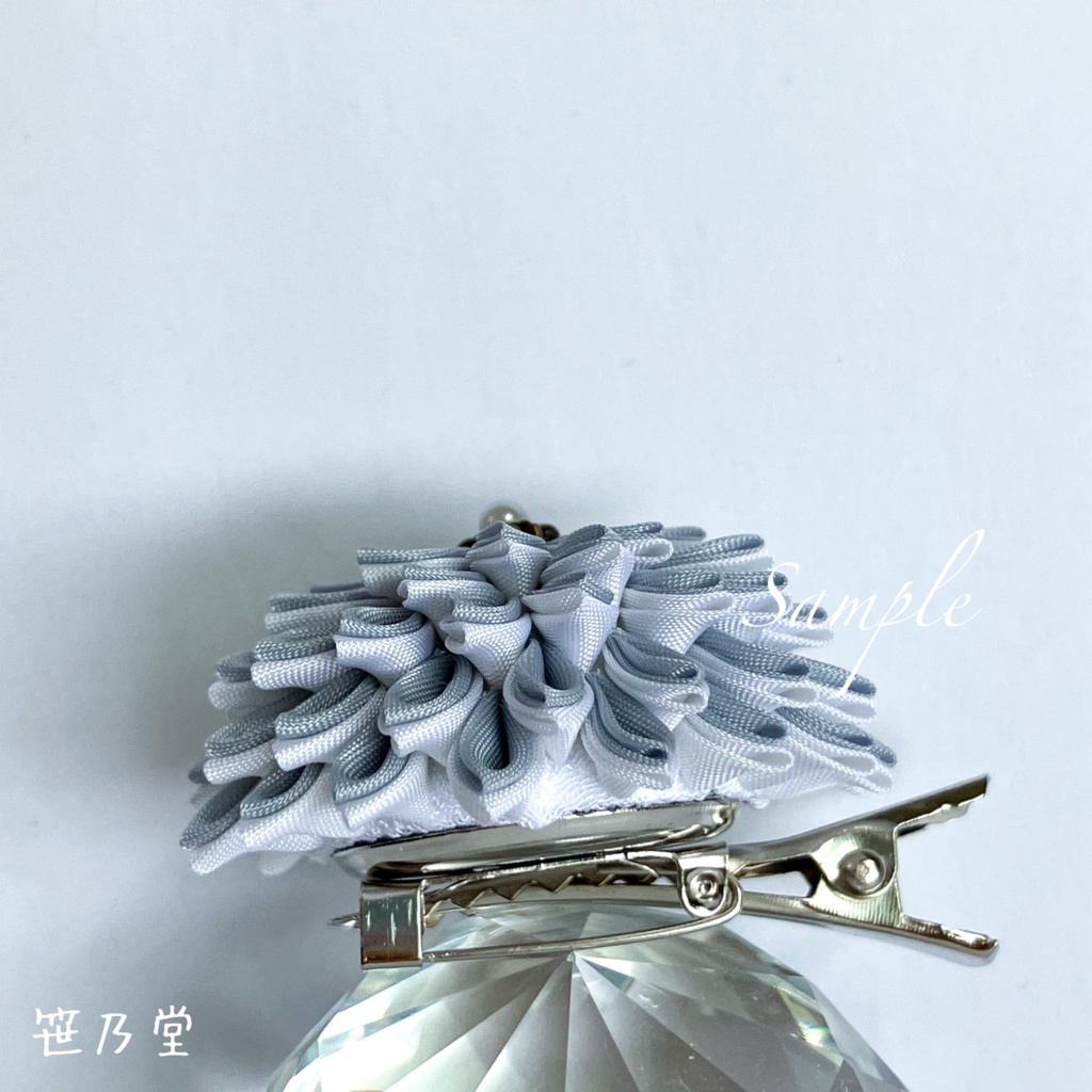 つまみ細工 和のクリップ~銀~