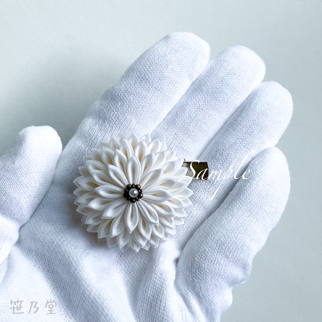 つまみ細工 和のクリップ~初雪~