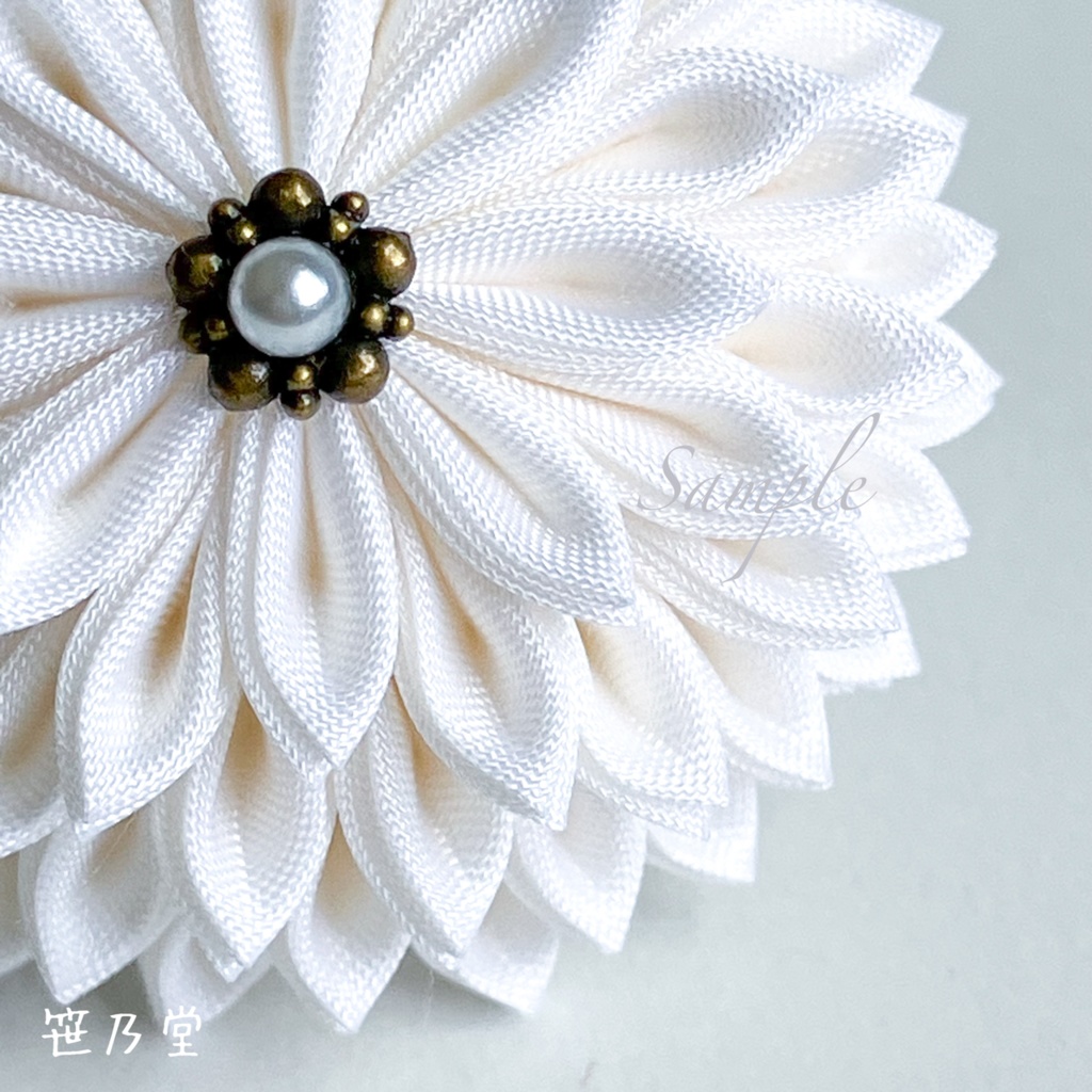 つまみ細工 和のクリップ~初雪~