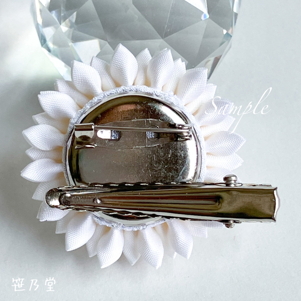 つまみ細工 和のクリップ~初雪~