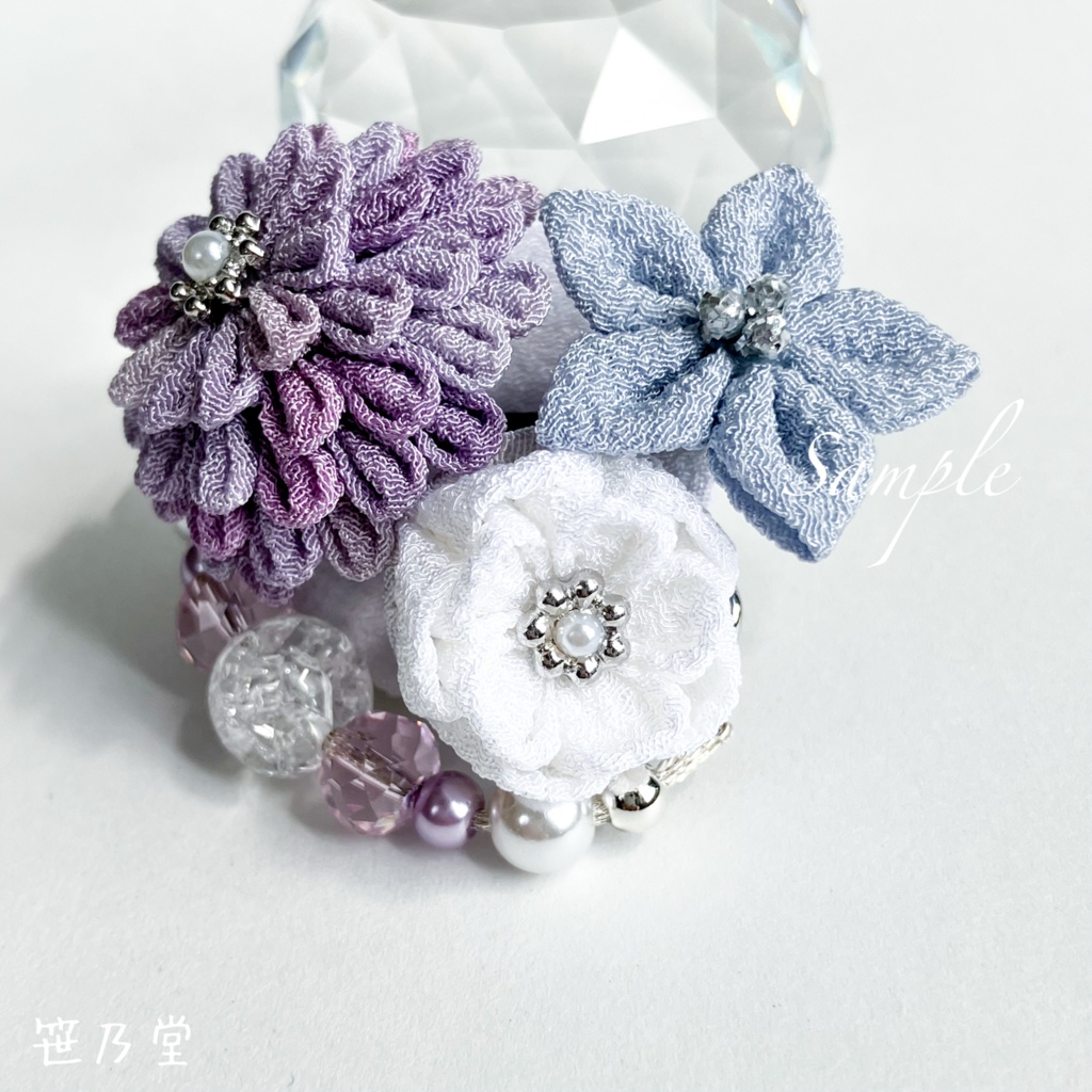 つまみ細工 2wayクリップ〜露の小径〜