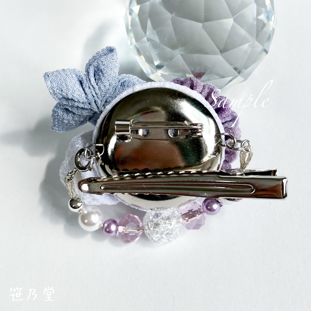 つまみ細工 2wayクリップ〜露の小径〜