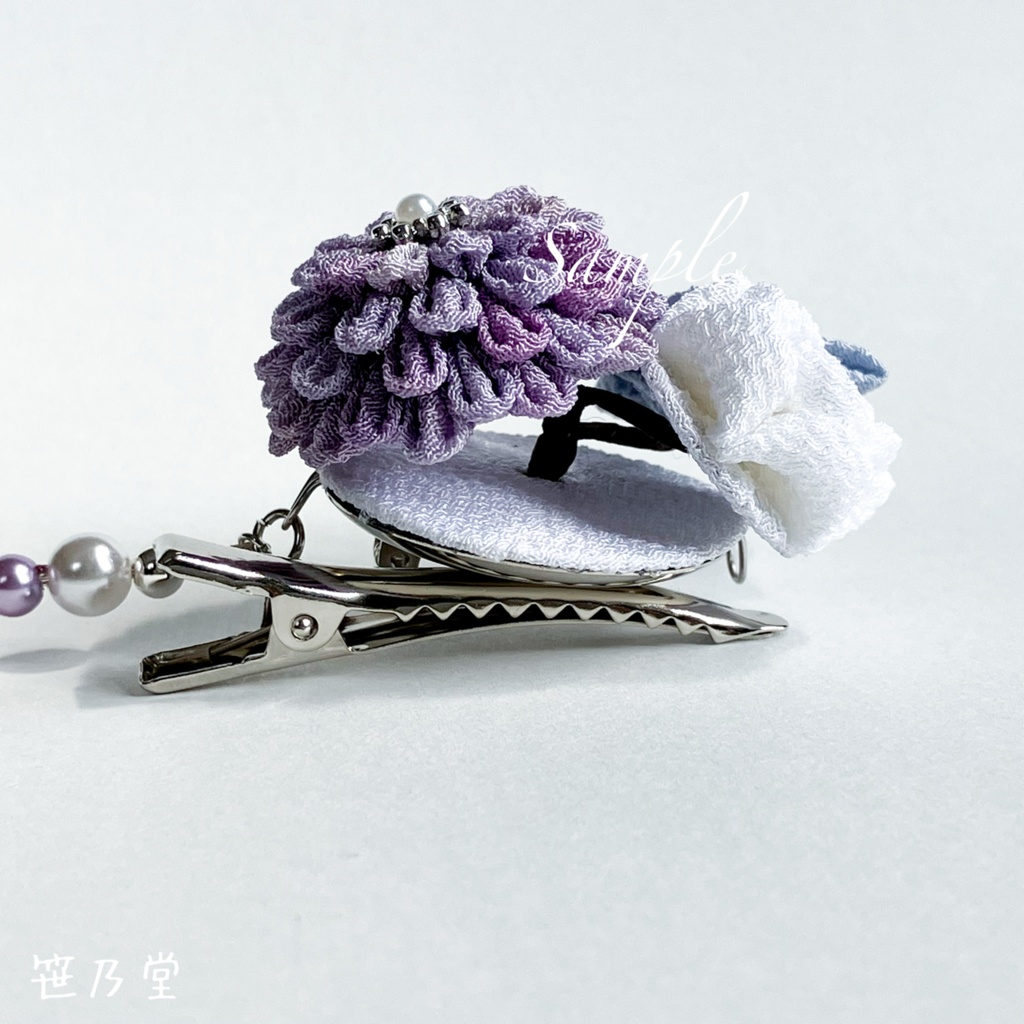 つまみ細工 2wayクリップ〜露の小径〜