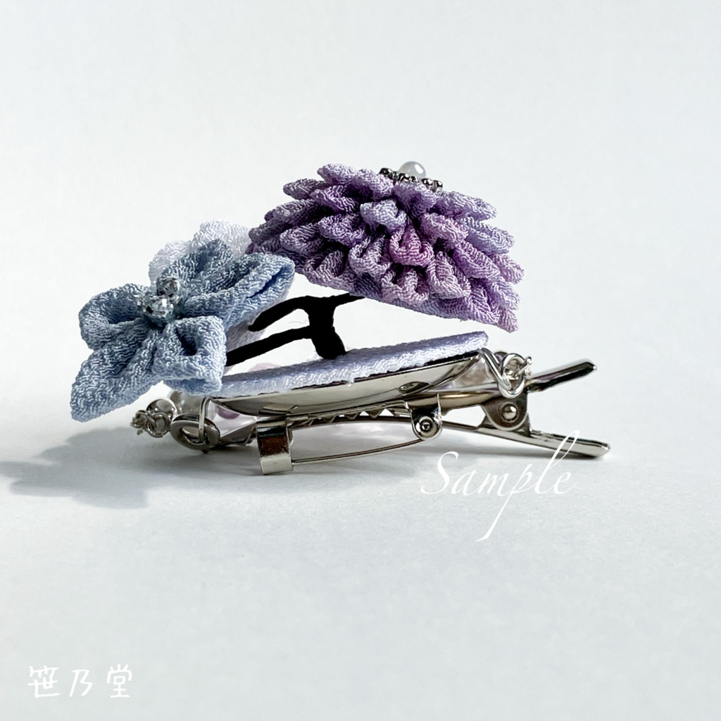 つまみ細工 2wayクリップ〜露の小径〜