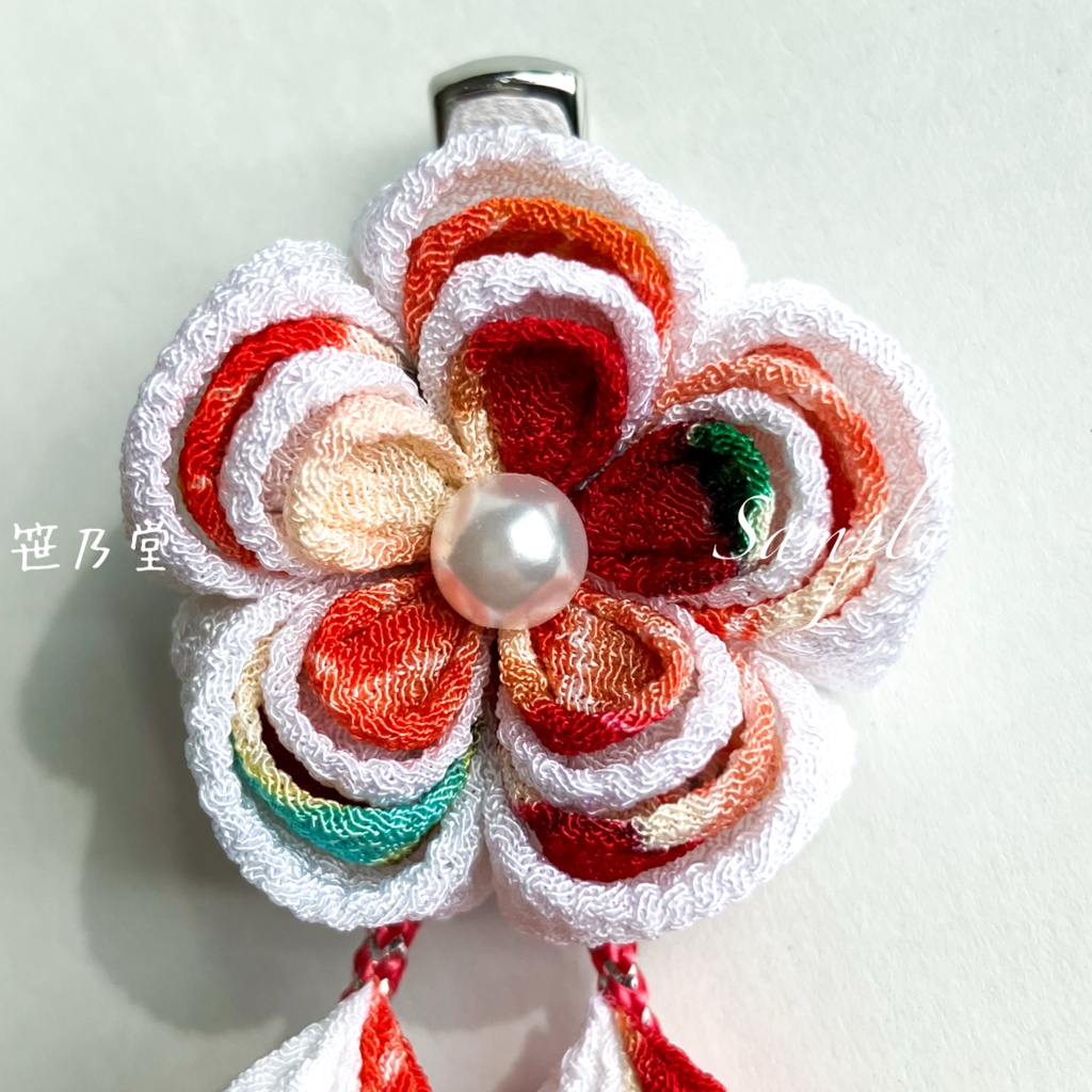 つまみ細工 和小物 クリップ〜白乙女〜