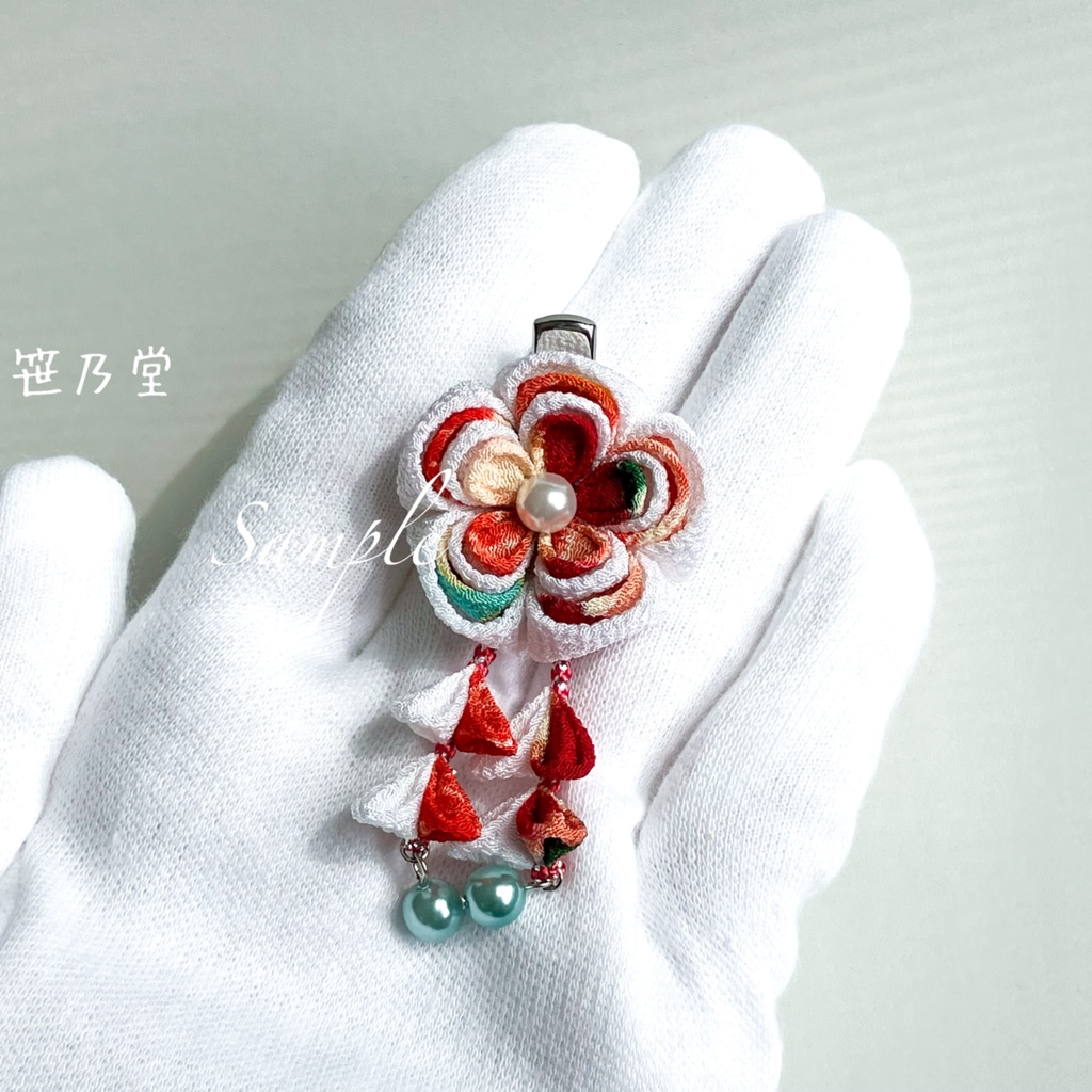 つまみ細工 和小物 クリップ〜白乙女〜