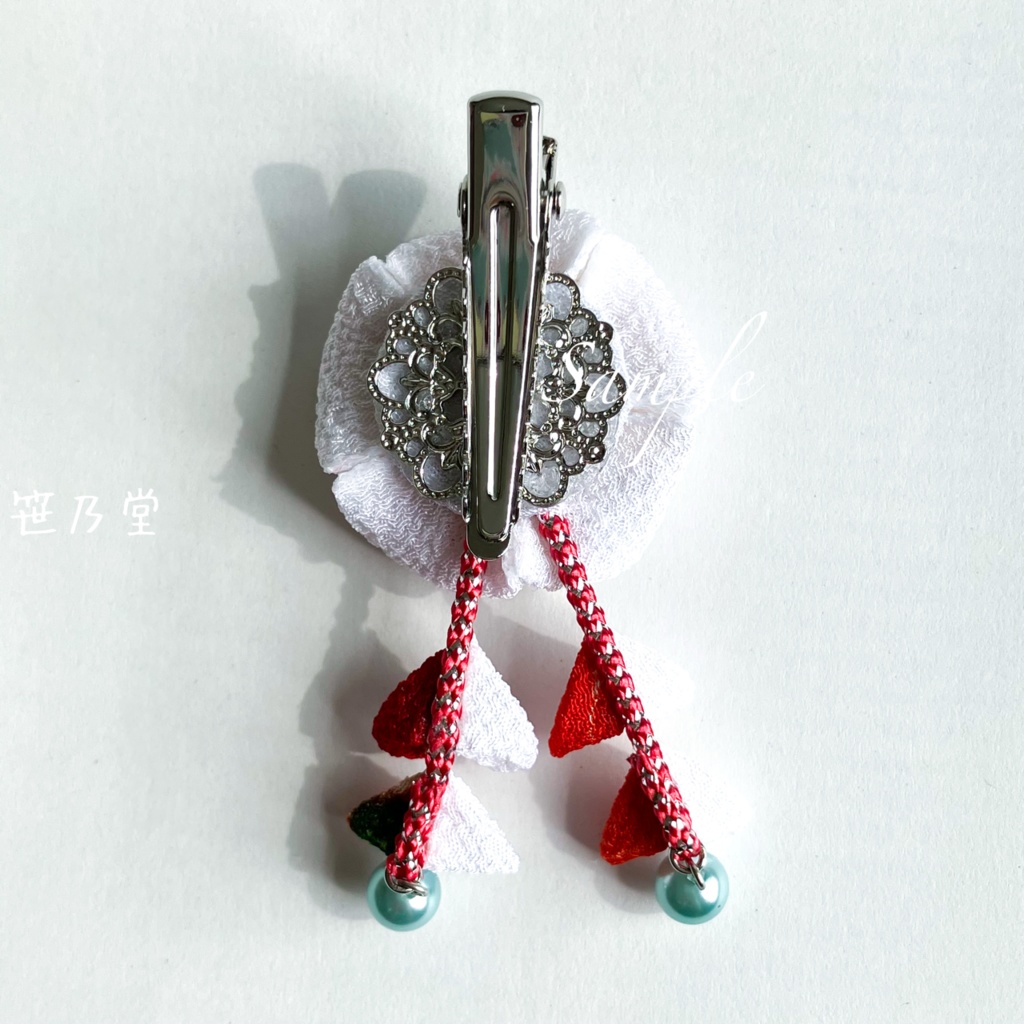 つまみ細工 和小物 クリップ〜白乙女〜