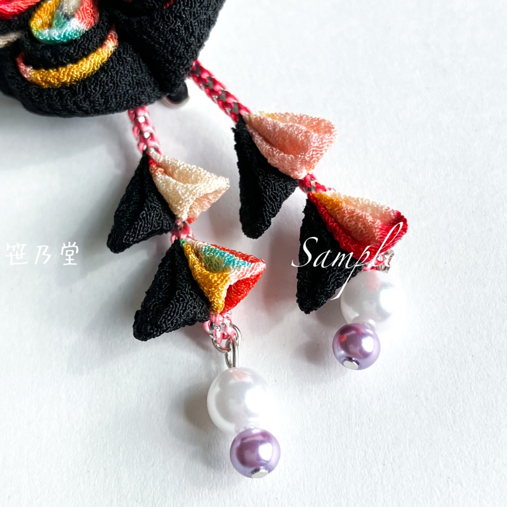 つまみ細工 和小物 クリップ〜夜華〜