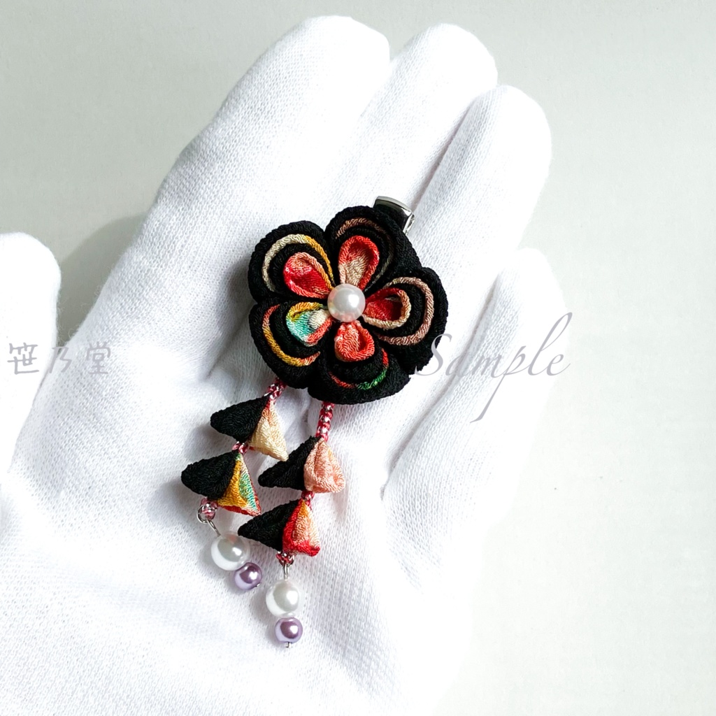 つまみ細工 和小物 クリップ〜夜華〜