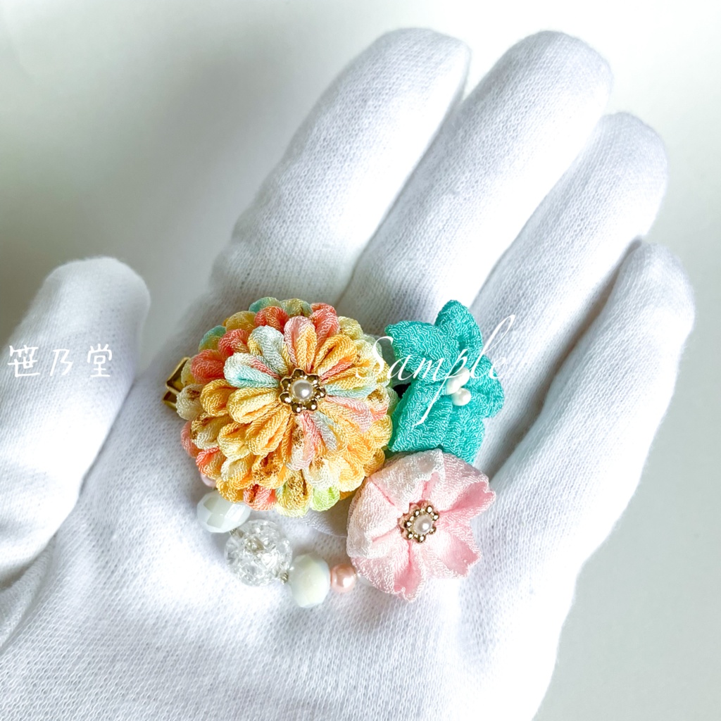 つまみ細工 和小物 2wayクリップ〜陽だまり〜