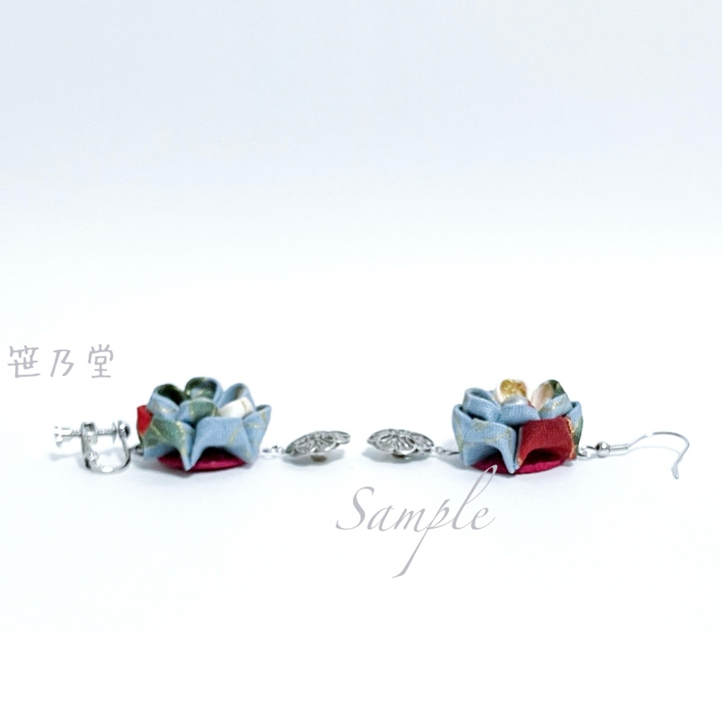 つまみ細工 和小物 耳飾り(ピアス/イヤリング)