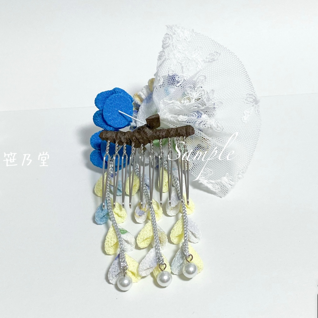 つまみ細工 簪~ある避暑地の白百合~