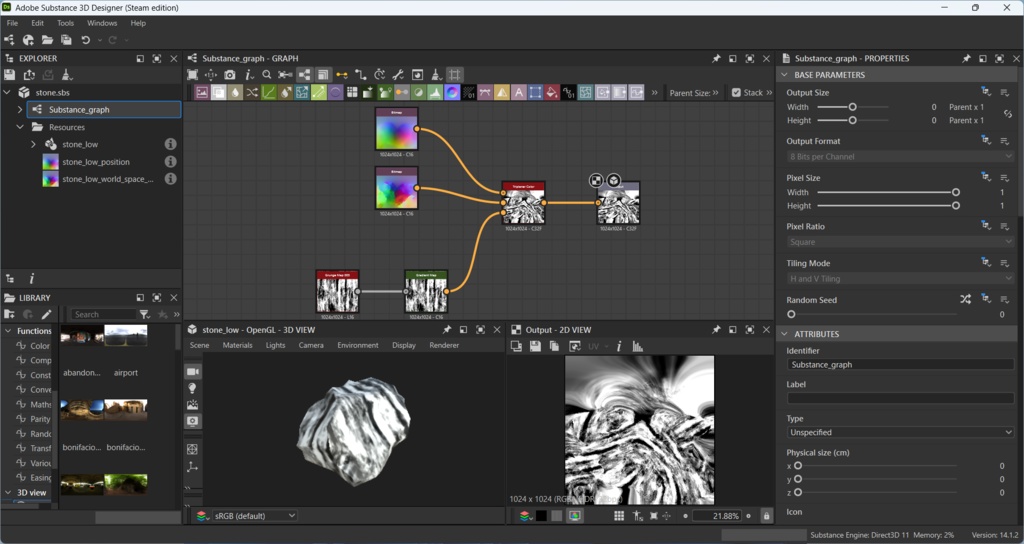 【SubstanceDesinger】UVの形に合わせてシームレス化させるデータ